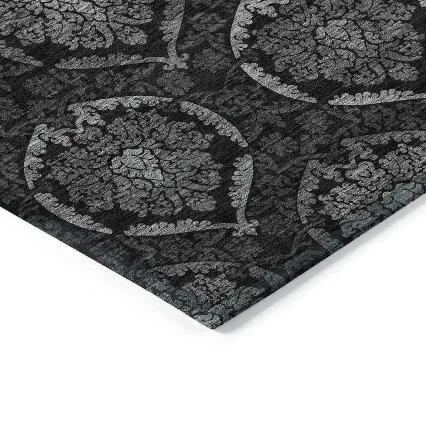 Gray Charcoal And Silver Medallion Washable Indoor Outdoor Area Rug Photo 5