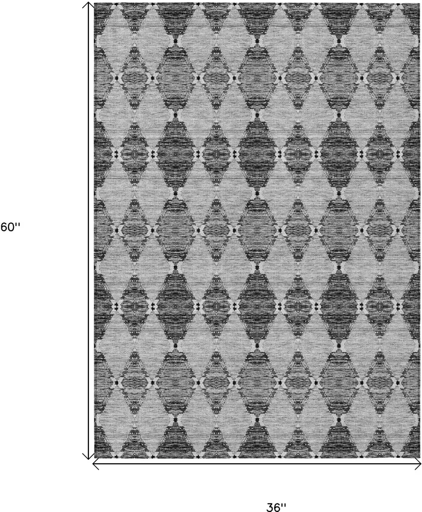 Gray Charcoal And Silver Moroccan Washable Indoor Outdoor Area Rug Photo 3