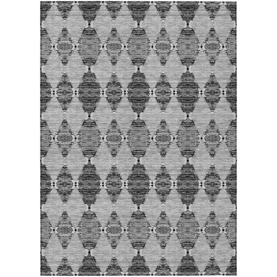 Gray Charcoal And Silver Moroccan Washable Indoor Outdoor Area Rug Photo 2