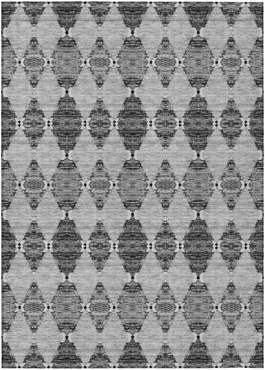 Gray Charcoal And Silver Moroccan Washable Indoor Outdoor Area Rug Photo 2