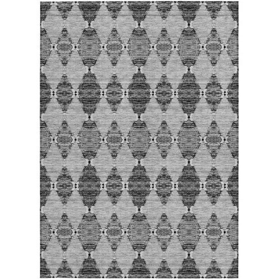 Gray Charcoal And Silver Moroccan Washable Indoor Outdoor Area Rug Photo 5