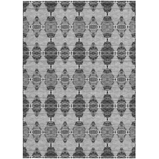 Gray Charcoal And Silver Moroccan Washable Indoor Outdoor Area Rug Photo 5