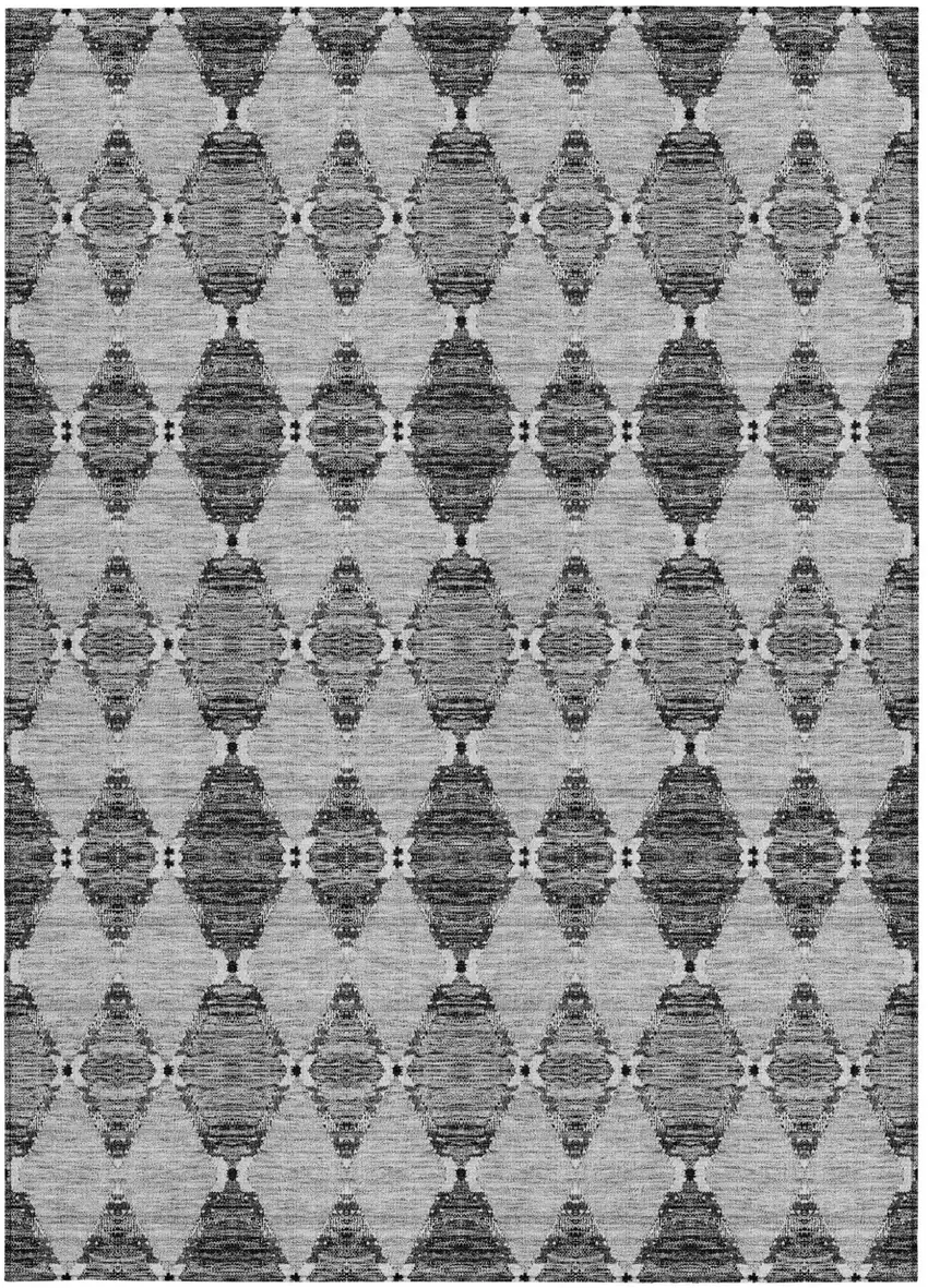Gray Charcoal And Silver Moroccan Washable Indoor Outdoor Area Rug Photo 5