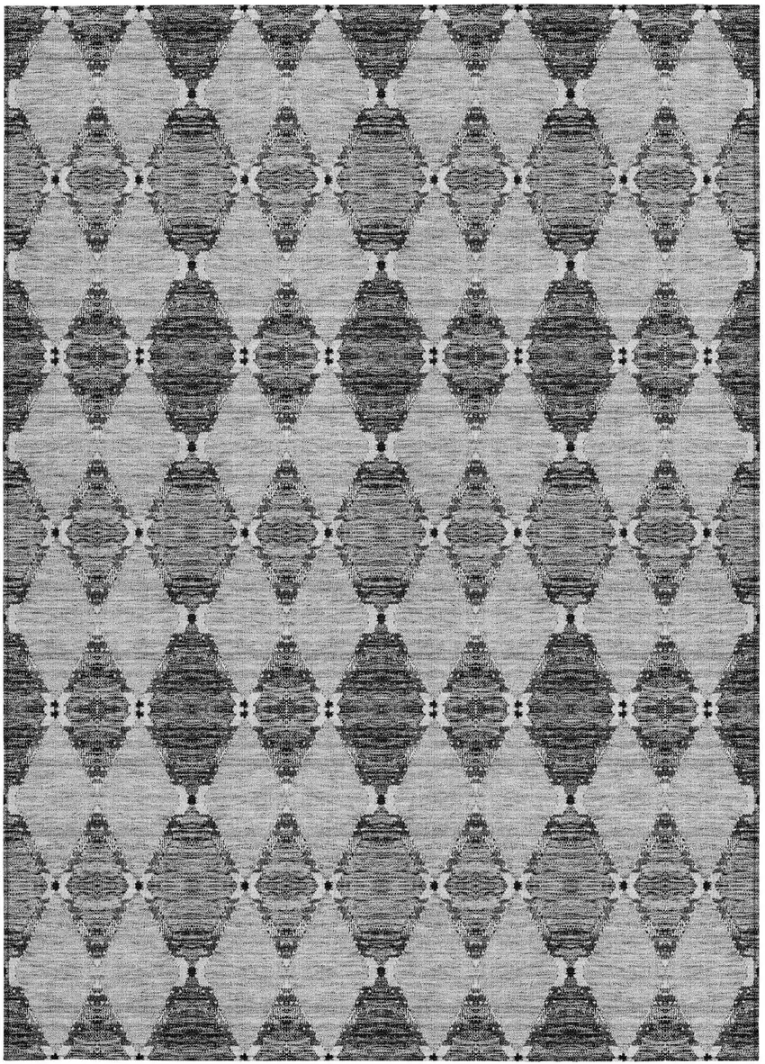 Gray Charcoal And Silver Moroccan Washable Indoor Outdoor Area Rug Photo 5