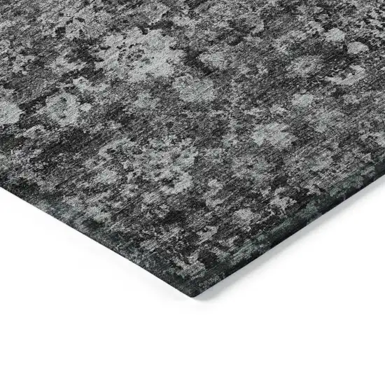 Gray Charcoal And Silver Oriental Washable Indoor Outdoor Area Rug Photo 4