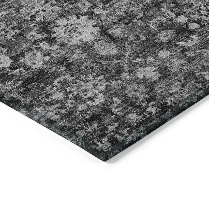 Gray Charcoal And Silver Oriental Washable Indoor Outdoor Area Rug Photo 4