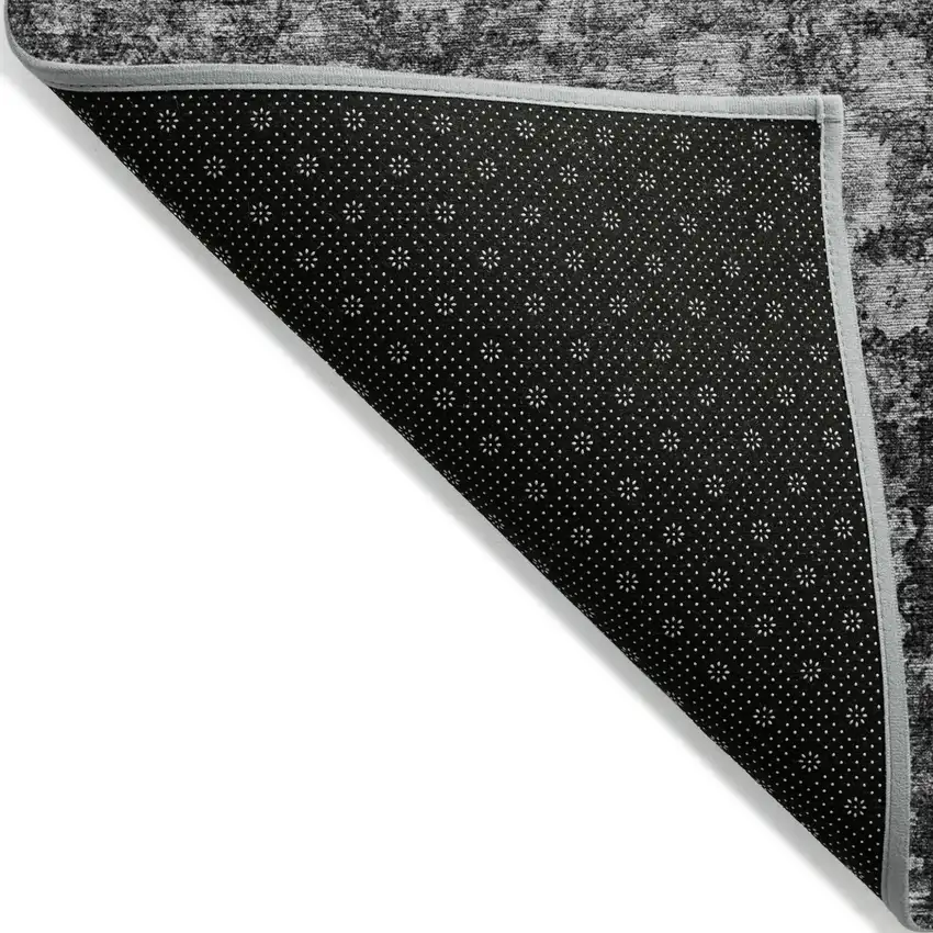 Gray Charcoal And Silver Oriental Washable Indoor Outdoor Area Rug Photo 3