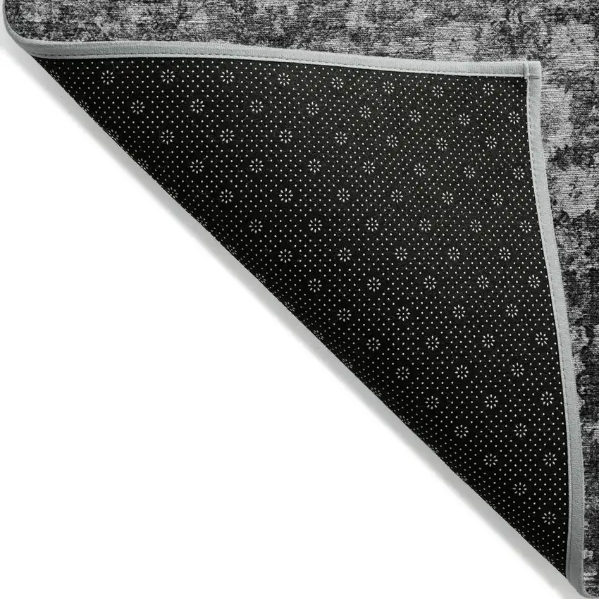 Gray Charcoal And Silver Oriental Washable Indoor Outdoor Area Rug Photo 3