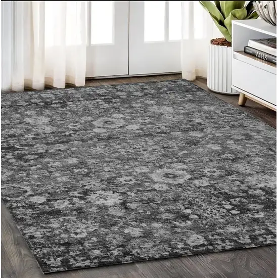 Gray Charcoal And Silver Oriental Washable Indoor Outdoor Area Rug Photo 9