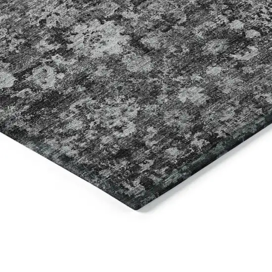Gray Charcoal And Silver Oriental Washable Indoor Outdoor Area Rug Photo 4
