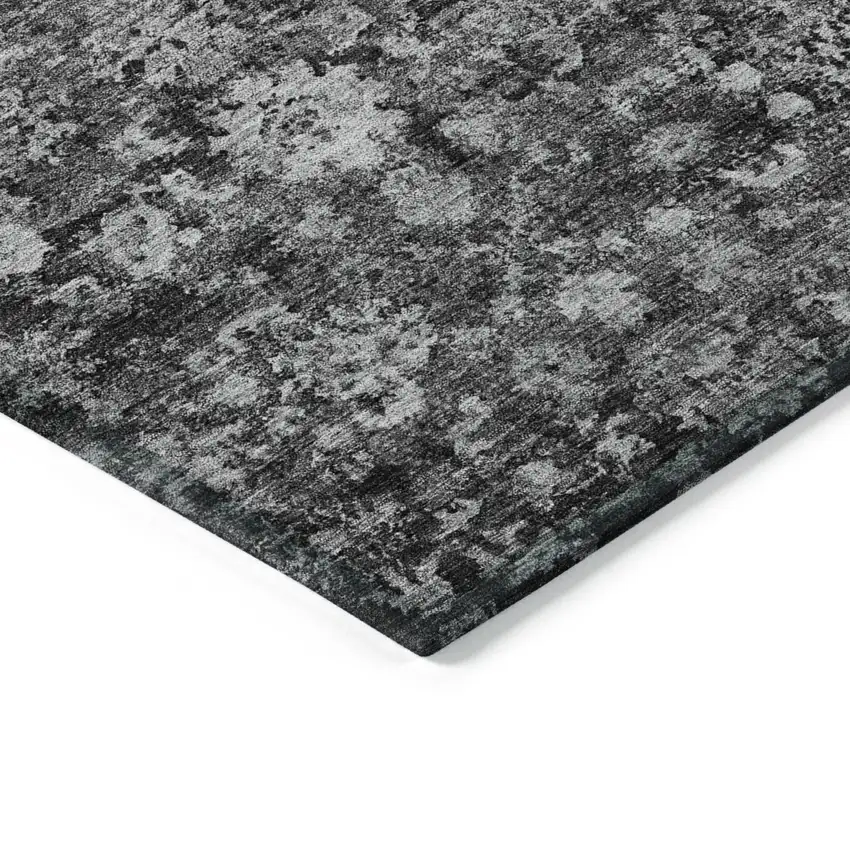 Gray Charcoal And Silver Oriental Washable Indoor Outdoor Area Rug Photo 4