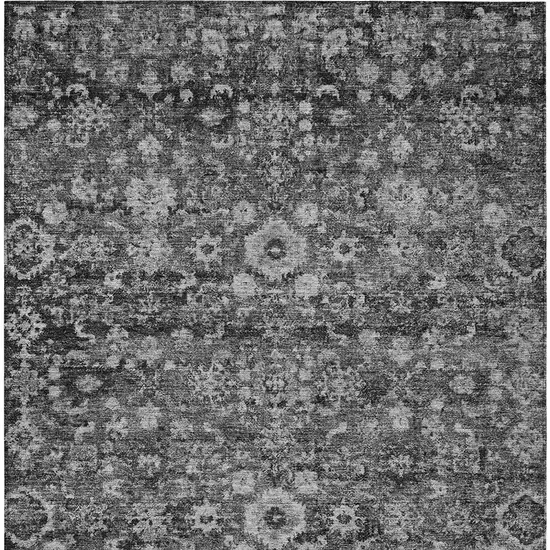 Gray Charcoal And Silver Oriental Washable Indoor Outdoor Area Rug Photo 6