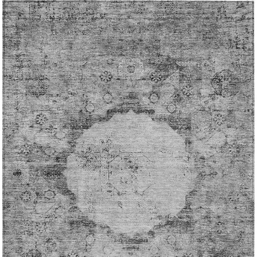 Gray Charcoal And Silver Oriental Washable Indoor Outdoor Area Rug Photo 7