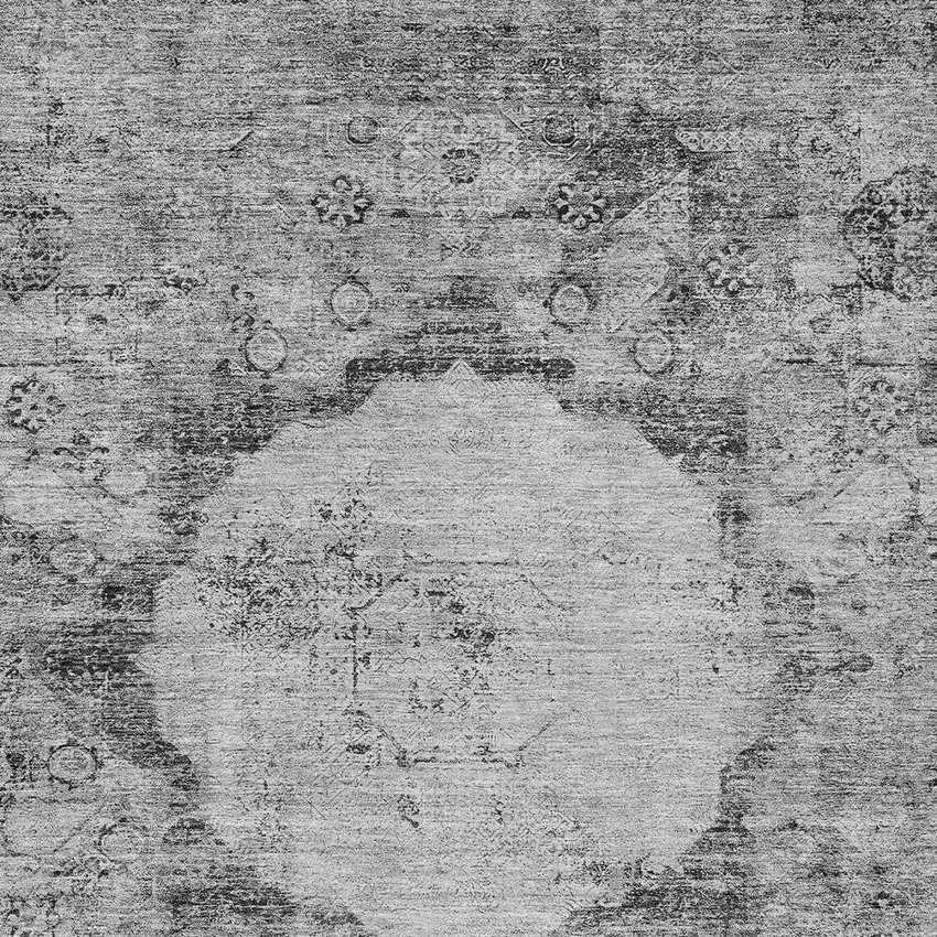 Gray Charcoal And Silver Oriental Washable Indoor Outdoor Area Rug Photo 6