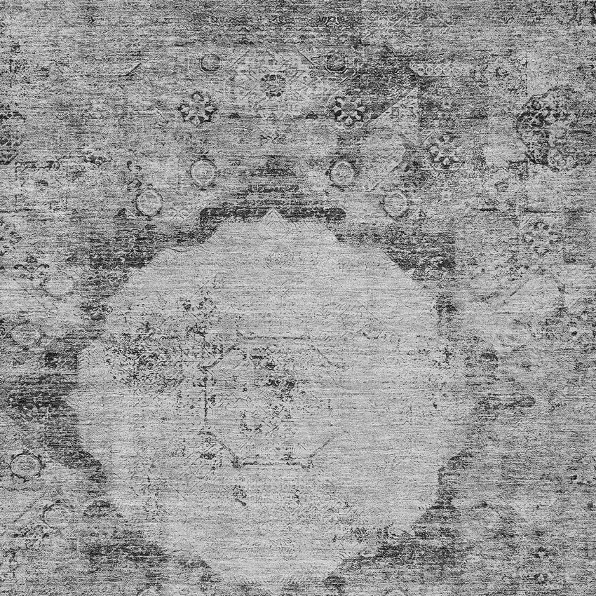 Gray Charcoal And Silver Oriental Washable Indoor Outdoor Area Rug Photo 6