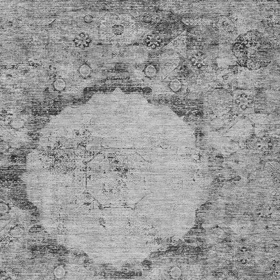 Gray Charcoal And Silver Oriental Washable Indoor Outdoor Area Rug Photo 6