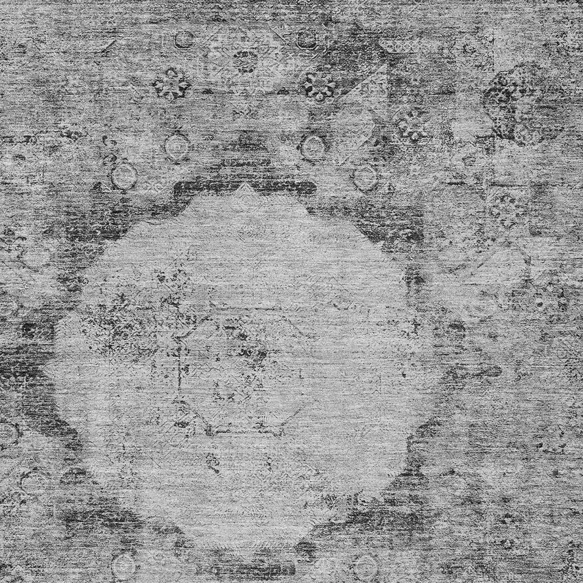 Gray Charcoal And Silver Oriental Washable Indoor Outdoor Area Rug Photo 6