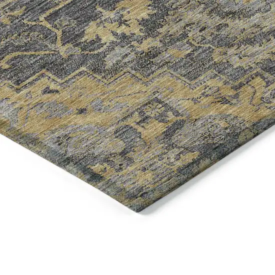 Gray Charcoal And Silver Oriental Washable Indoor Outdoor Area Rug Photo 5