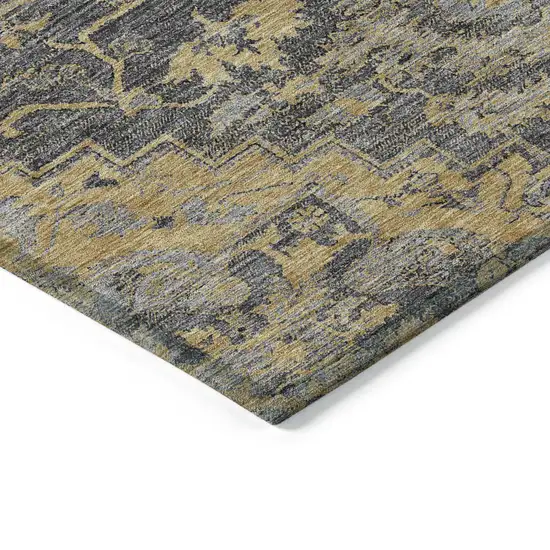 Gray Charcoal And Silver Oriental Washable Indoor Outdoor Area Rug Photo 5