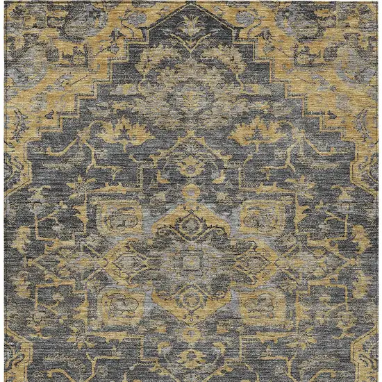 Gray Charcoal And Silver Oriental Washable Indoor Outdoor Area Rug Photo 6