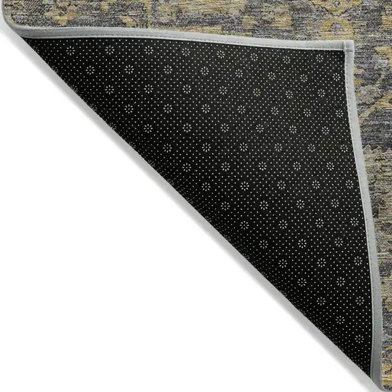 Gray Charcoal And Silver Oriental Washable Indoor Outdoor Area Rug Photo 4
