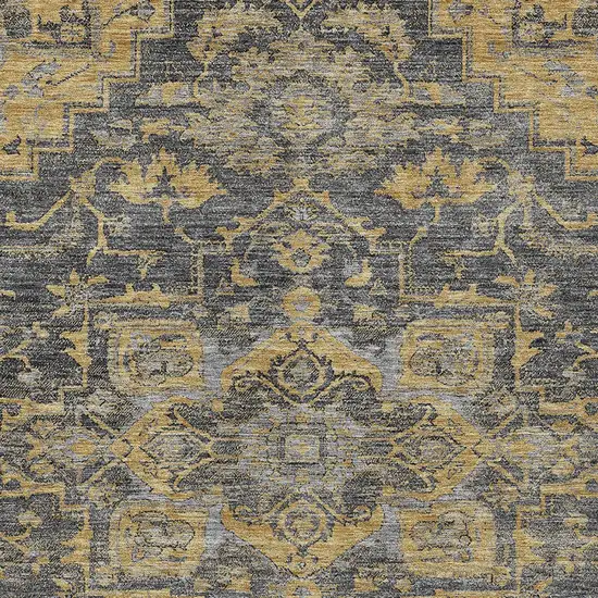 Gray Charcoal And Silver Oriental Washable Indoor Outdoor Area Rug Photo 6