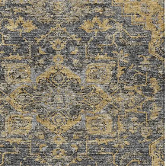 Gray Charcoal And Silver Oriental Washable Indoor Outdoor Area Rug Photo 6