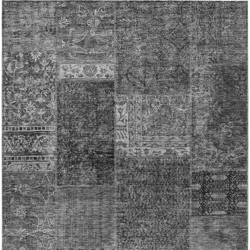 Gray Charcoal And Silver Patchwork Washable Indoor Outdoor Area Rug Photo 7