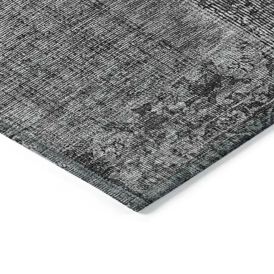 Gray Charcoal And Silver Patchwork Washable Indoor Outdoor Area Rug Photo 5