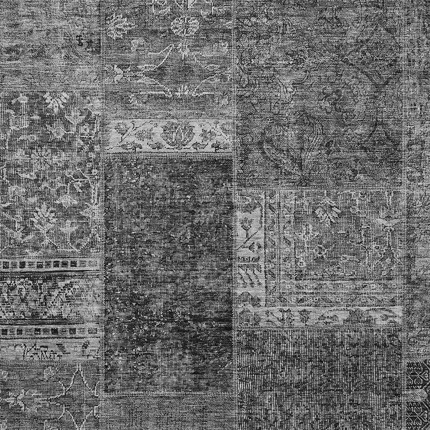 Gray Charcoal And Silver Patchwork Washable Indoor Outdoor Area Rug Photo 6