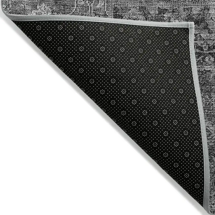 Gray Charcoal And Silver Patchwork Washable Indoor Outdoor Area Rug Photo 4
