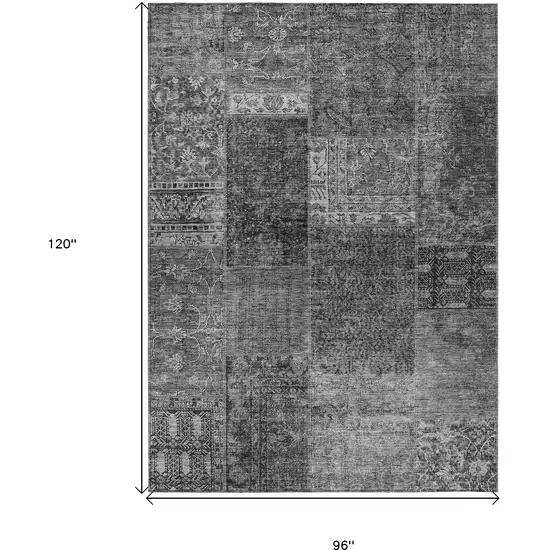 Gray Charcoal And Silver Patchwork Washable Indoor Outdoor Area Rug Photo 3