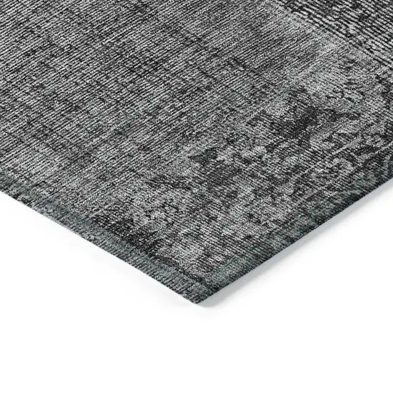 Gray Charcoal And Silver Patchwork Washable Indoor Outdoor Area Rug Photo 5