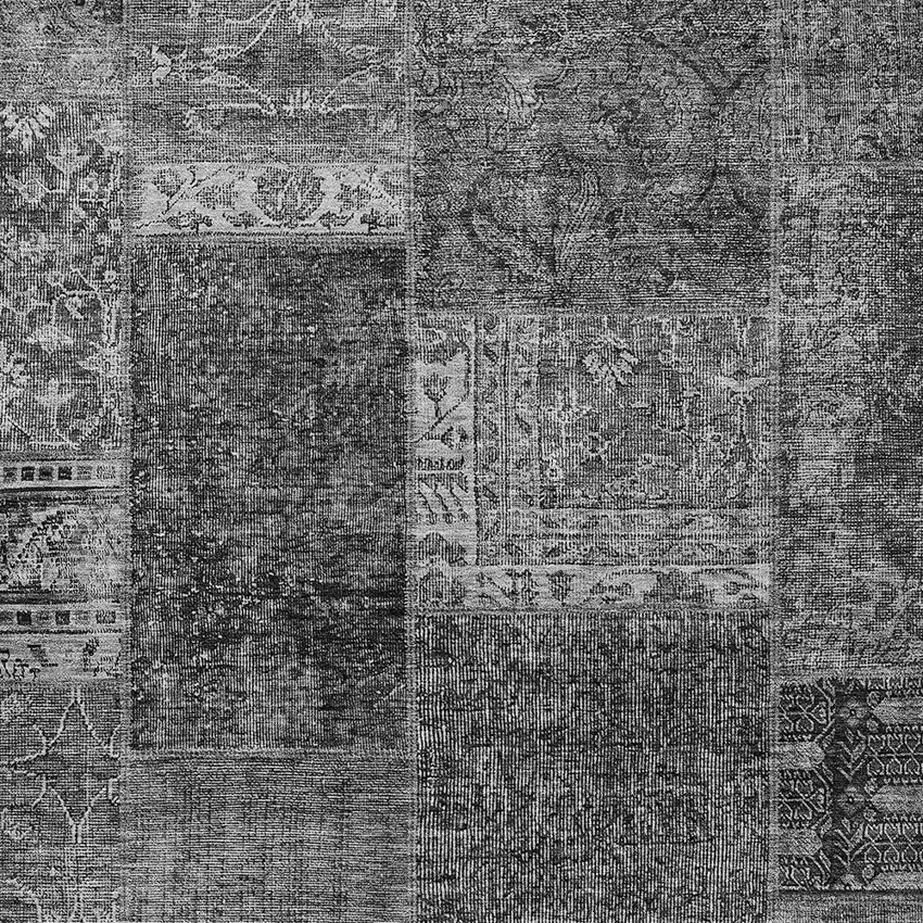 Gray Charcoal And Silver Patchwork Washable Indoor Outdoor Area Rug Photo 5