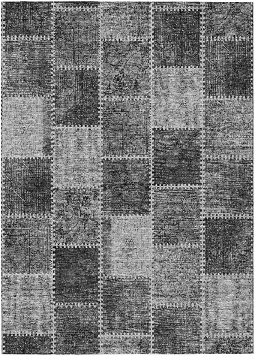 Gray Charcoal And Silver Patchwork Washable Indoor Outdoor Area Rug Photo 2