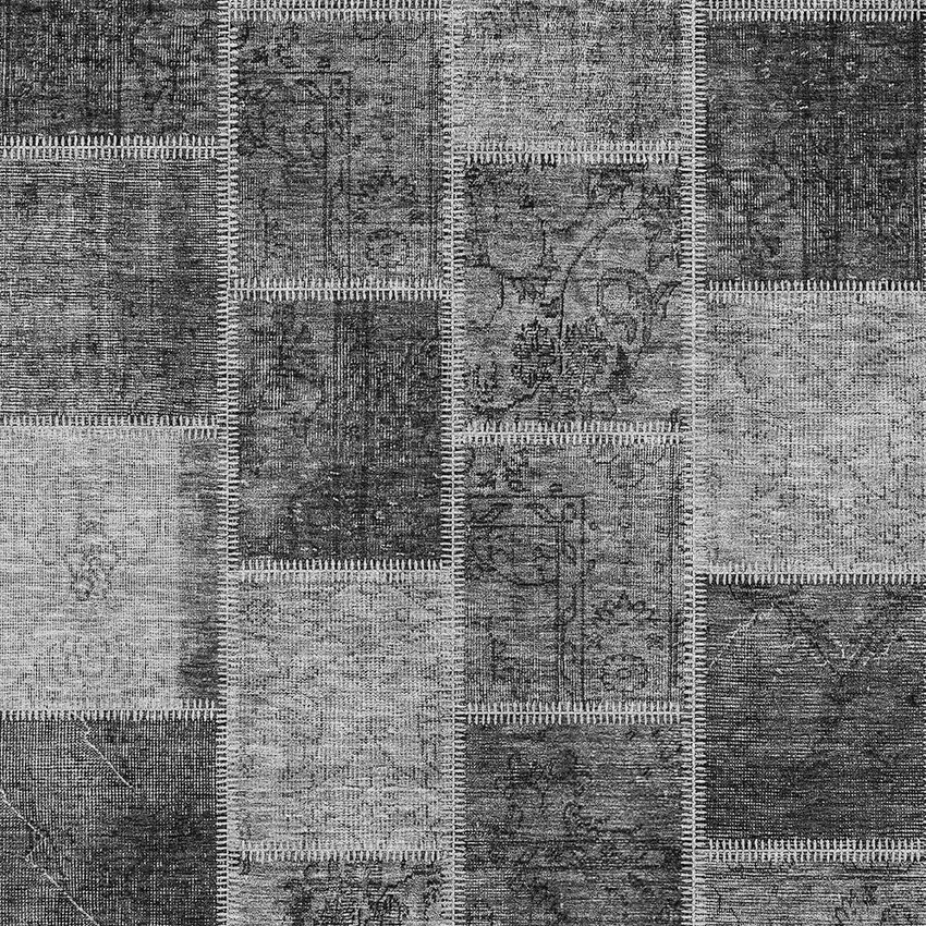 Gray Charcoal And Silver Patchwork Washable Indoor Outdoor Area Rug Photo 5