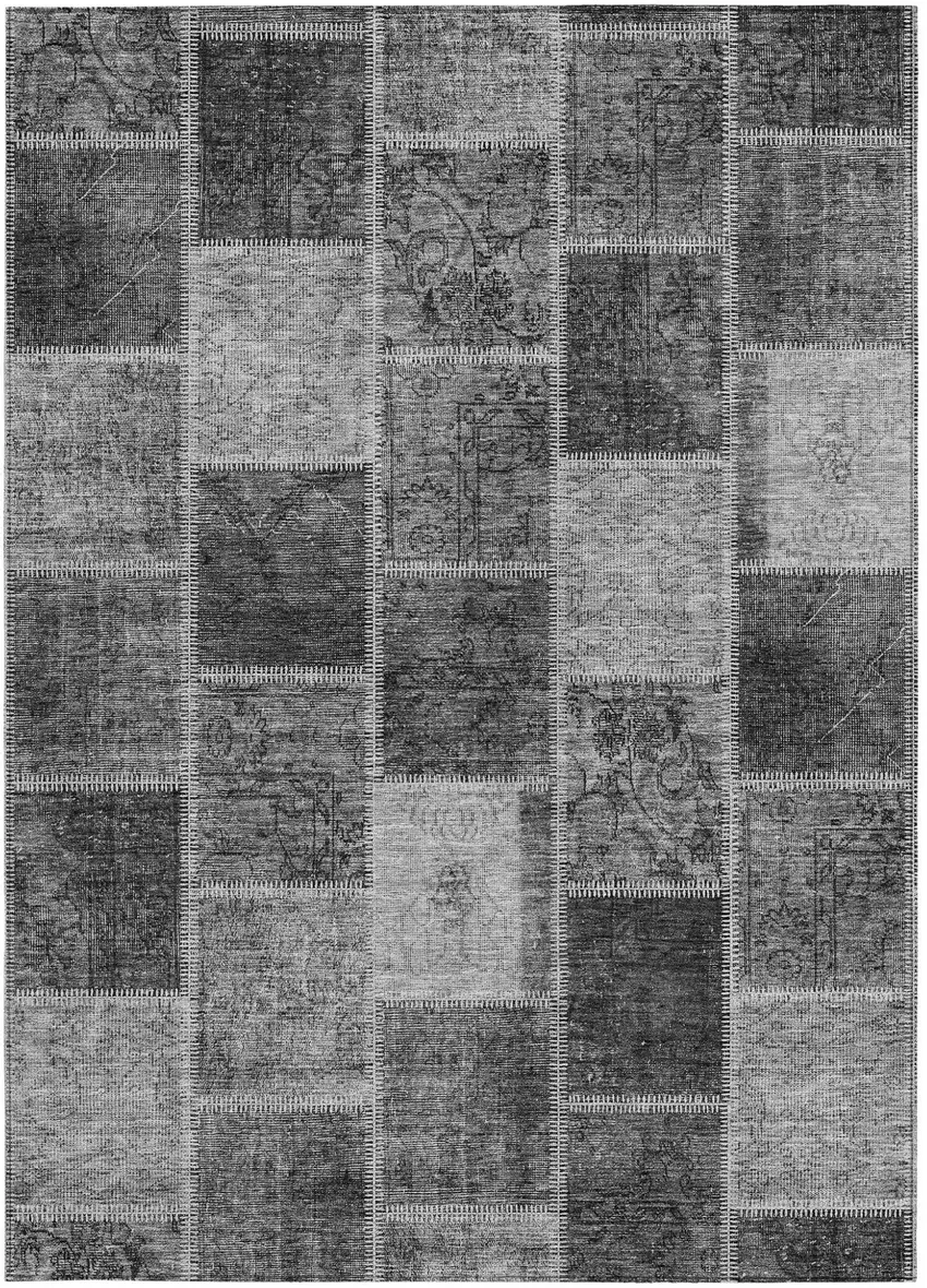 Gray Charcoal And Silver Patchwork Washable Indoor Outdoor Area Rug Photo 6