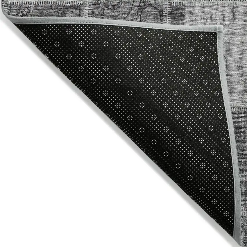 Gray Charcoal And Silver Patchwork Washable Indoor Outdoor Area Rug Photo 3