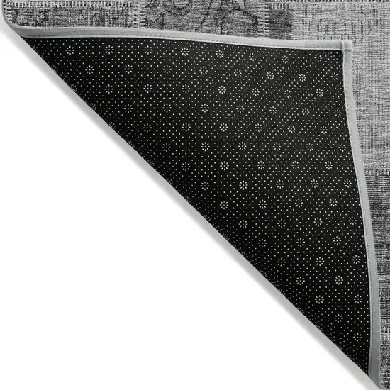 Gray Charcoal And Silver Patchwork Washable Indoor Outdoor Area Rug Photo 2