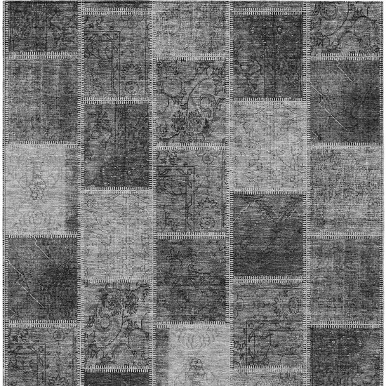 Gray Charcoal And Silver Patchwork Washable Indoor Outdoor Area Rug Photo 5