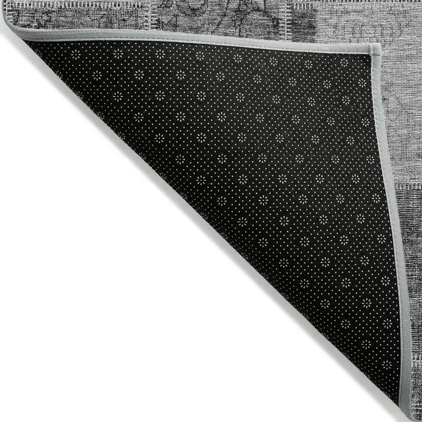 Gray Charcoal And Silver Patchwork Washable Indoor Outdoor Area Rug Photo 4