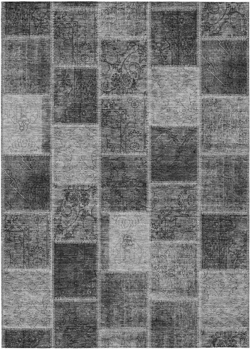 Gray Charcoal And Silver Patchwork Washable Indoor Outdoor Area Rug Photo 2