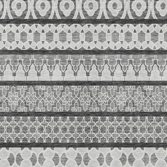 Gray Charcoal And Silver Quatrefoil Washable Indoor Outdoor Area Rug Photo 4