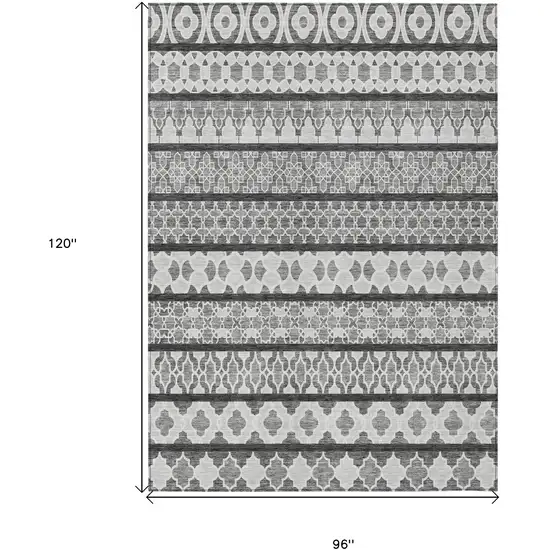 Gray Charcoal And Silver Quatrefoil Washable Indoor Outdoor Area Rug Photo 7
