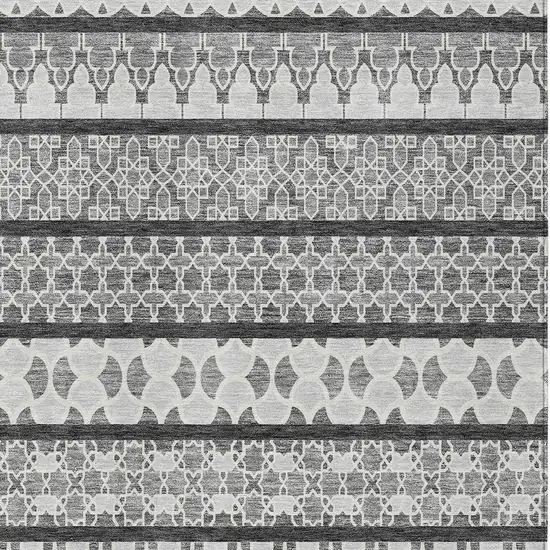 Gray Charcoal And Silver Quatrefoil Washable Indoor Outdoor Area Rug Photo 3