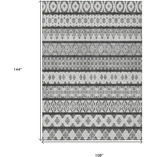 Gray Charcoal And Silver Quatrefoil Washable Indoor Outdoor Area Rug Photo 7