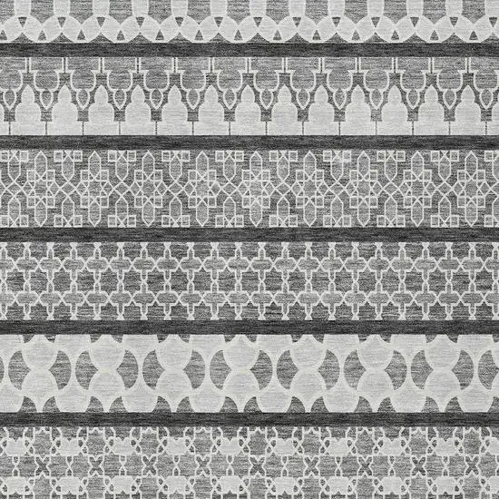 Gray Charcoal And Silver Quatrefoil Washable Indoor Outdoor Area Rug Photo 4
