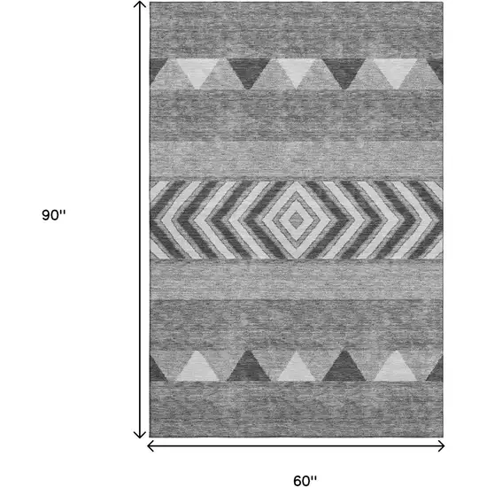 Gray Charcoal And Silver Southwestern Washable Area Rug With UV Protection Photo 9