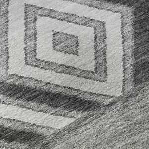 Photo of Gray Charcoal And Silver Southwestern Washable Area Rug With UV Protection