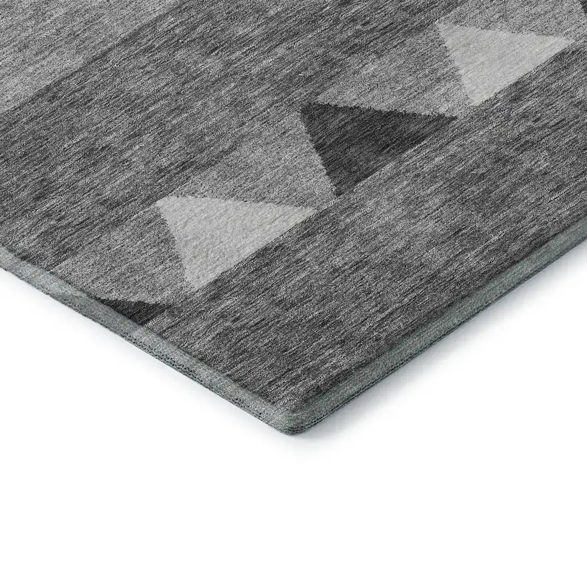 Gray Charcoal And Silver Southwestern Washable Area Rug With UV Protection Photo 7